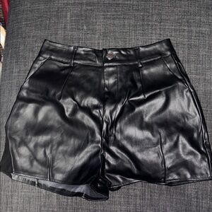 Black Leather Women's Shorts